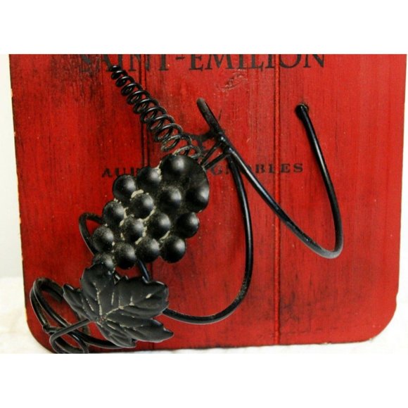 Wooden Wine Bottle Holder Glasses Red 2006 Wall Hanging 30" Tall - Picture 6 of 10